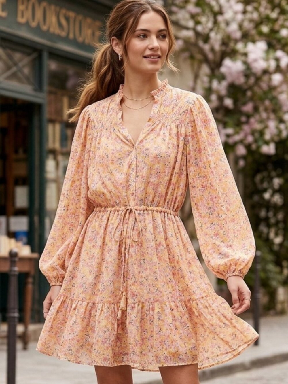 River Island Ditsy Floral Tiered Mini Dress Boho Romantic Cottagecore 14
